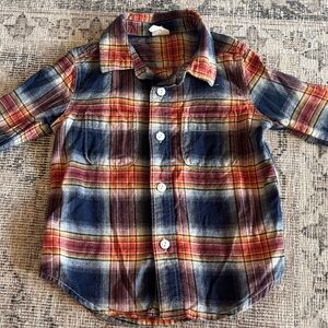 GAP Kids Plaid Button-Down Shirt - Blue, Orange, Yellow